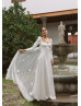 Ivory Satin Chic Wedding Dress With Detachable Tulle Train